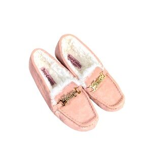 Juicy Couture Pink Furry Mule Slippers with Gold Accent Womens  Size 8